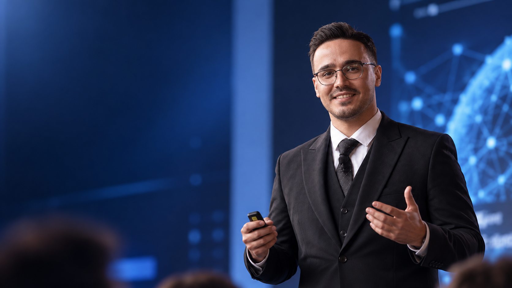 Ahmad Rasti Barzoki presenting on stage